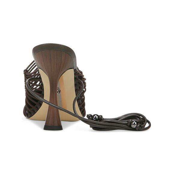 NWT SAM EDELMAN Womens Brown Caged Stretch Strappy Trinity Leather Pumps 6 - Picture 2 of 5